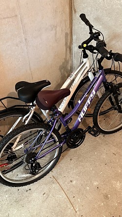 Bike #1 - White Infinity / Bike #2 - Purple Huffy (4th floor)