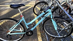 Bike #13 - Locked Light Powder Blue Schwinn (South rack)